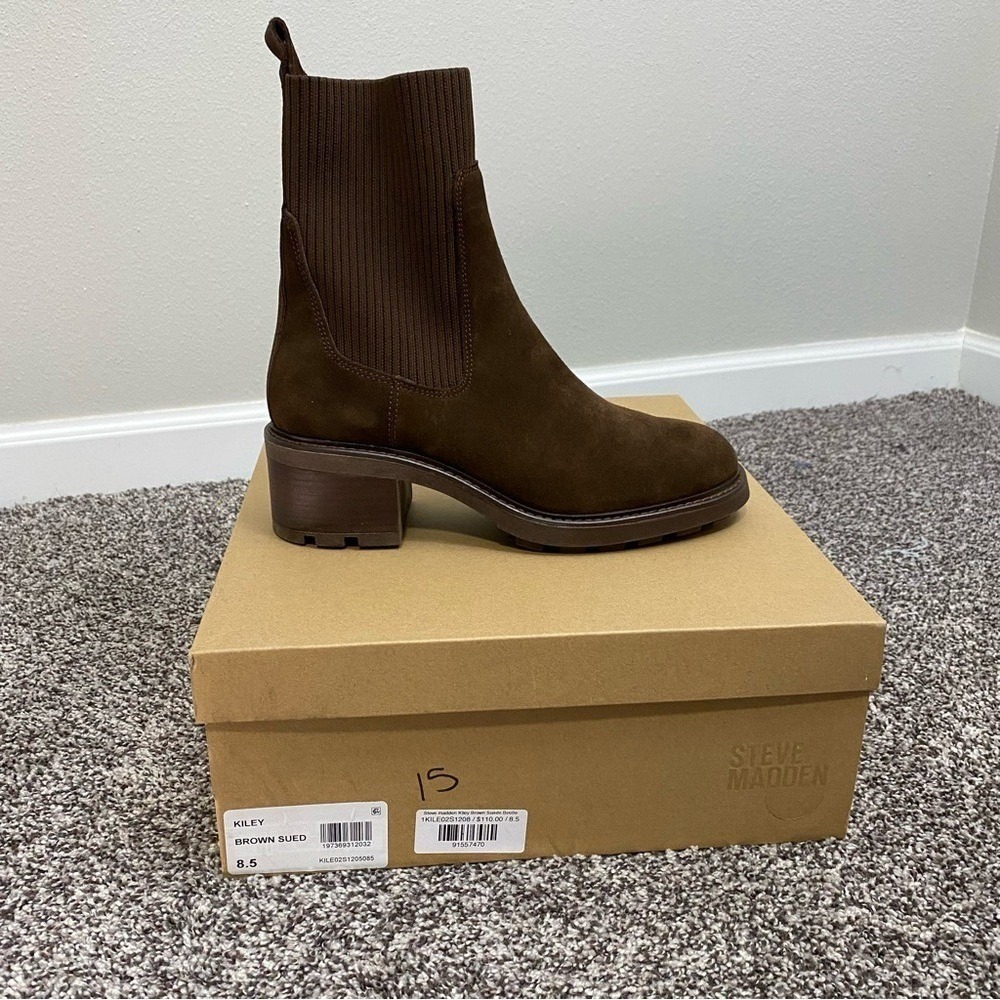 Steve Madden Kiley Brown Suede Bootie NEW IN BOX Womens‎ 8.5